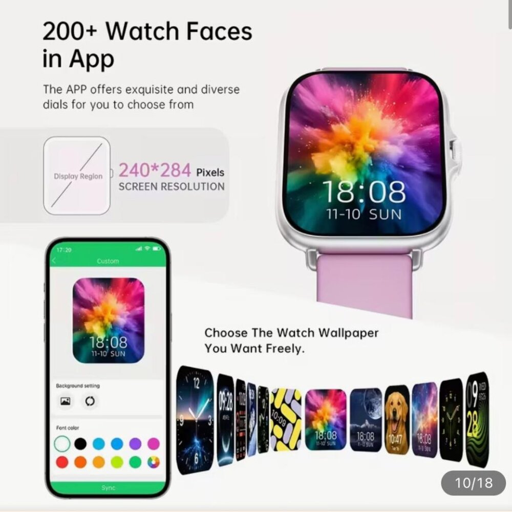 NEW - Smart Watch 1.83'' Touch Screen,Calls, Sleep Monitor iPhone Android- WHITE - Picture 2 of 6